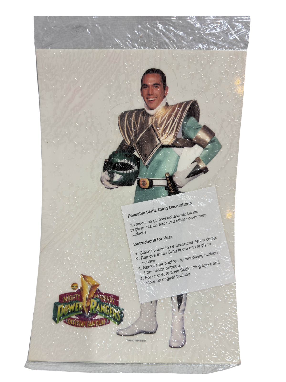 Mighty Morphin Power Rangers Official Fan Club Static Cling Green Ranger