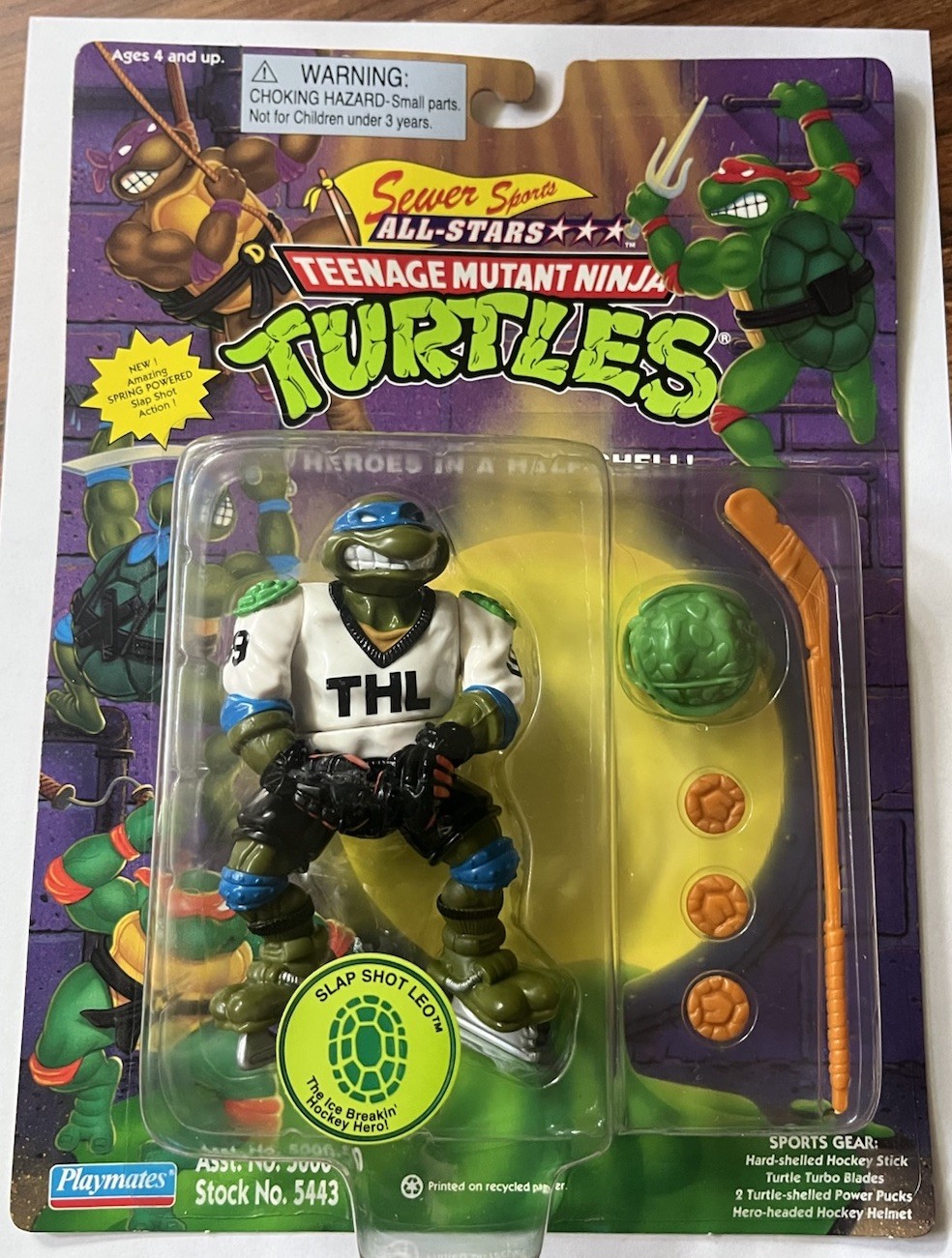 Playmates 1995(REISSUE)TMNT Sewer Allstars- Slap Shot Leo-WALMART EXCL?-RARE!HTF