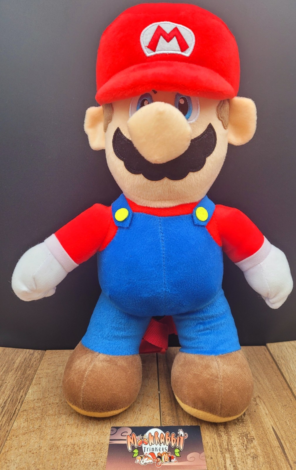 Mario doll red blue 13 inch stuffed plush backpack zippered bag with straps