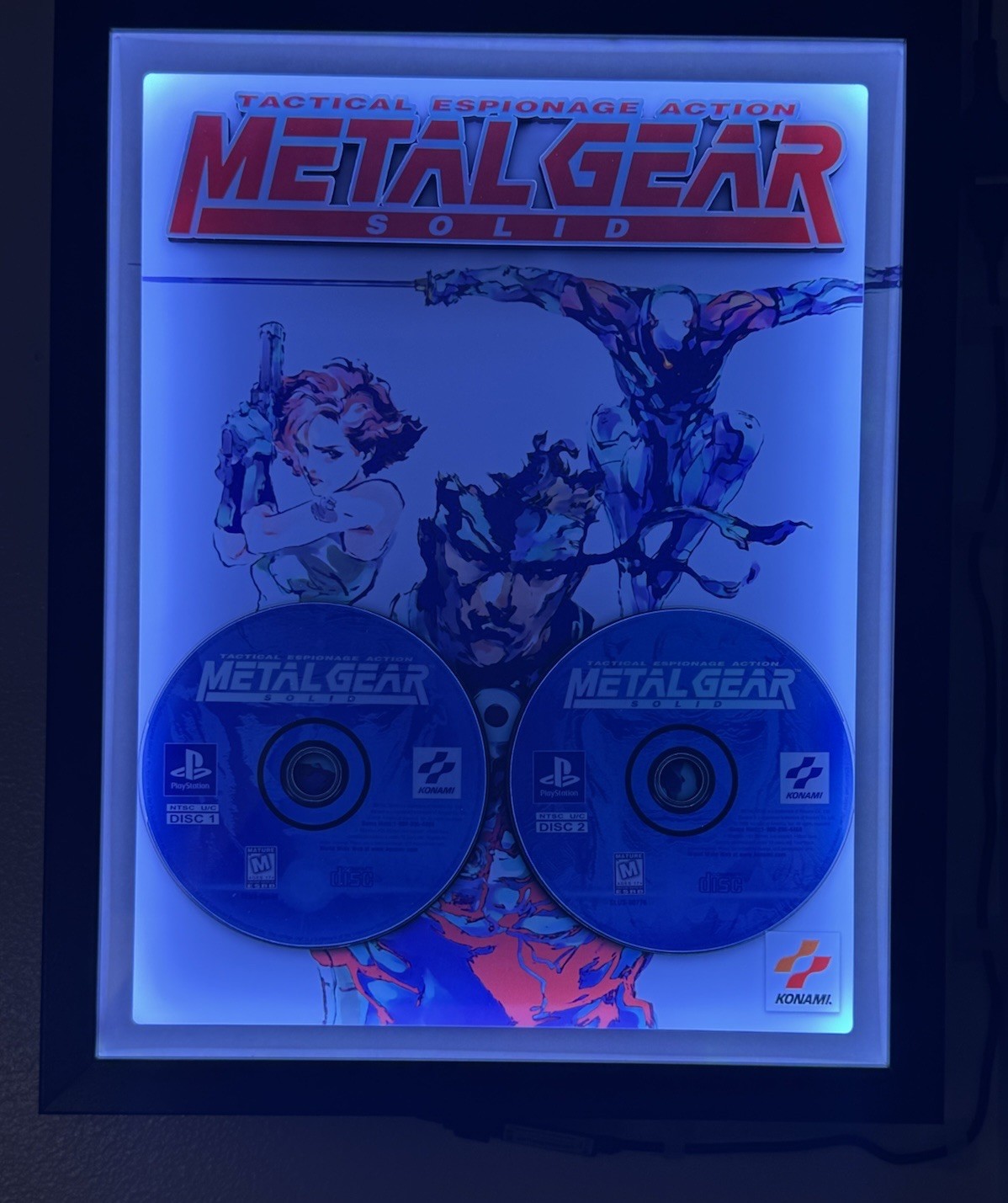 Konami Metal Gear Solid PS1 2Disc Framed Display Shadow Box RGB LED Remote 11×14