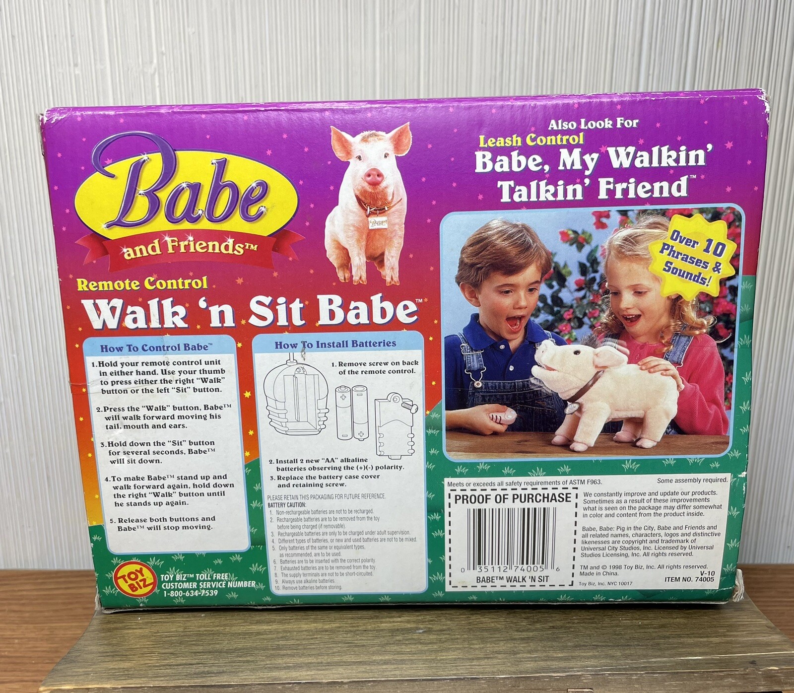 Vintage 90s Babe Remote Control Walk ‘n Sit Pig Toy in Box Babe & Friends Farm