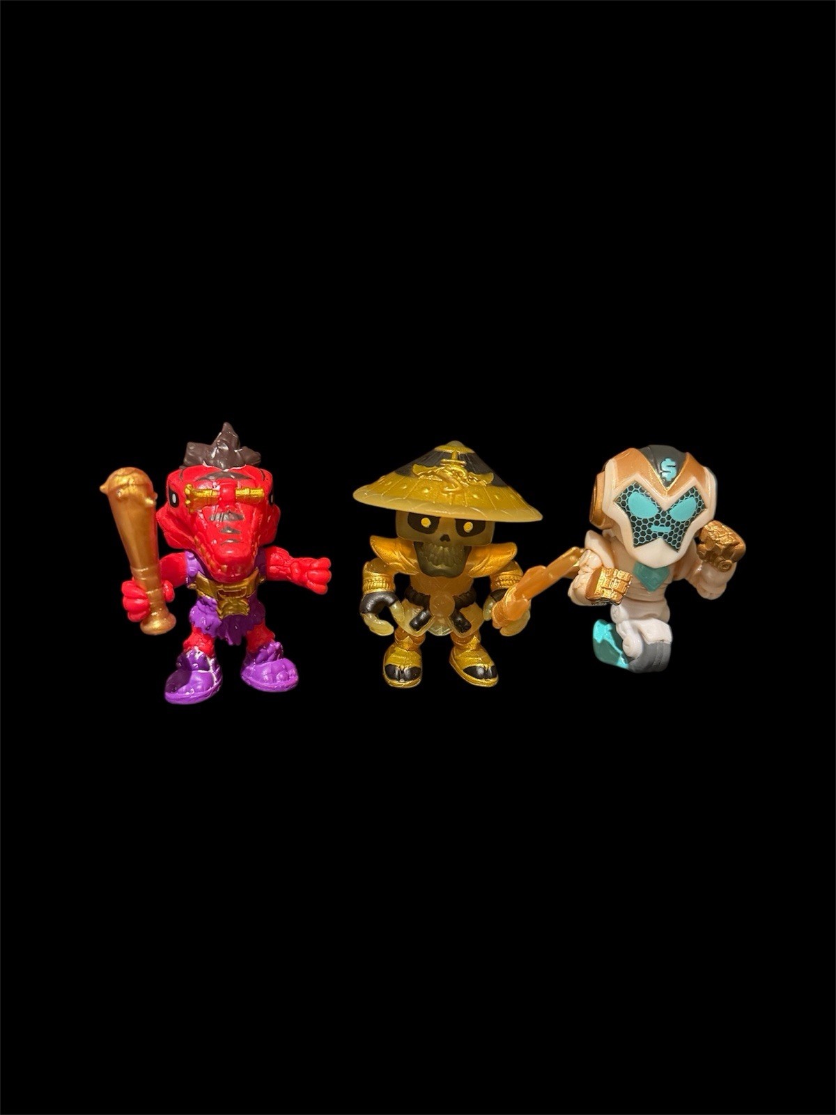 Treasure X Ninja, Red Dino And Robot Mini Golds Figures. All 3