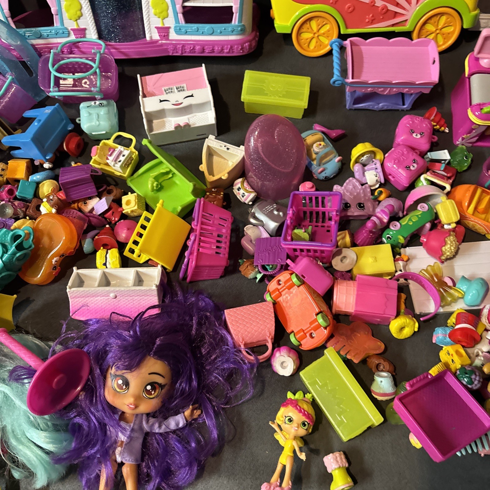 Huge Shopkins Lot Pieces Bags Baskets Dolls Some Rare Shopkins