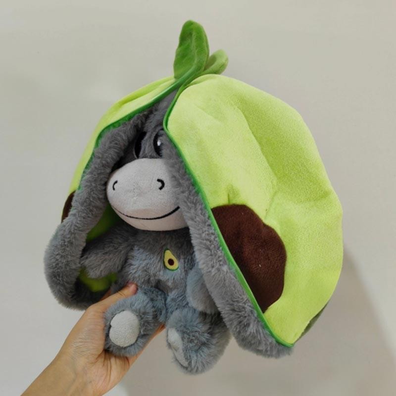 Baby Strawberry Donkey Plush Toy Stuffed Breathing Donkey Sleeping Doll 30cm
