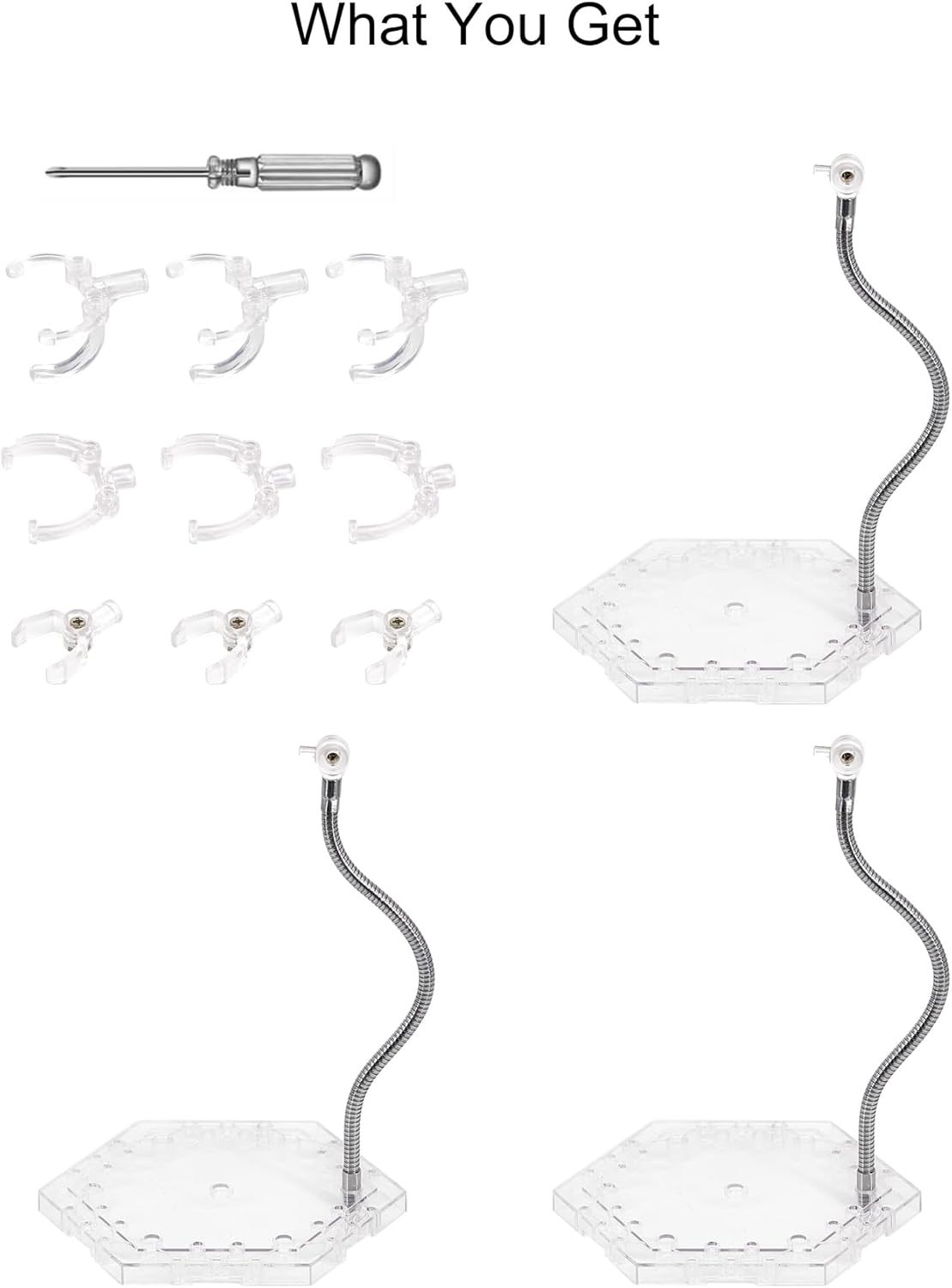 Lightweight 3-Pack Action Figure Holder with Flexible Arm for Easy Display Setup