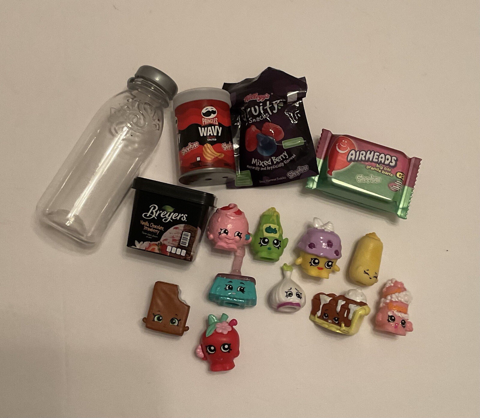 Shopkins Real lot of 14 Pringles Wavy Airheads Fruity Snacks Breyers Cake Garlic