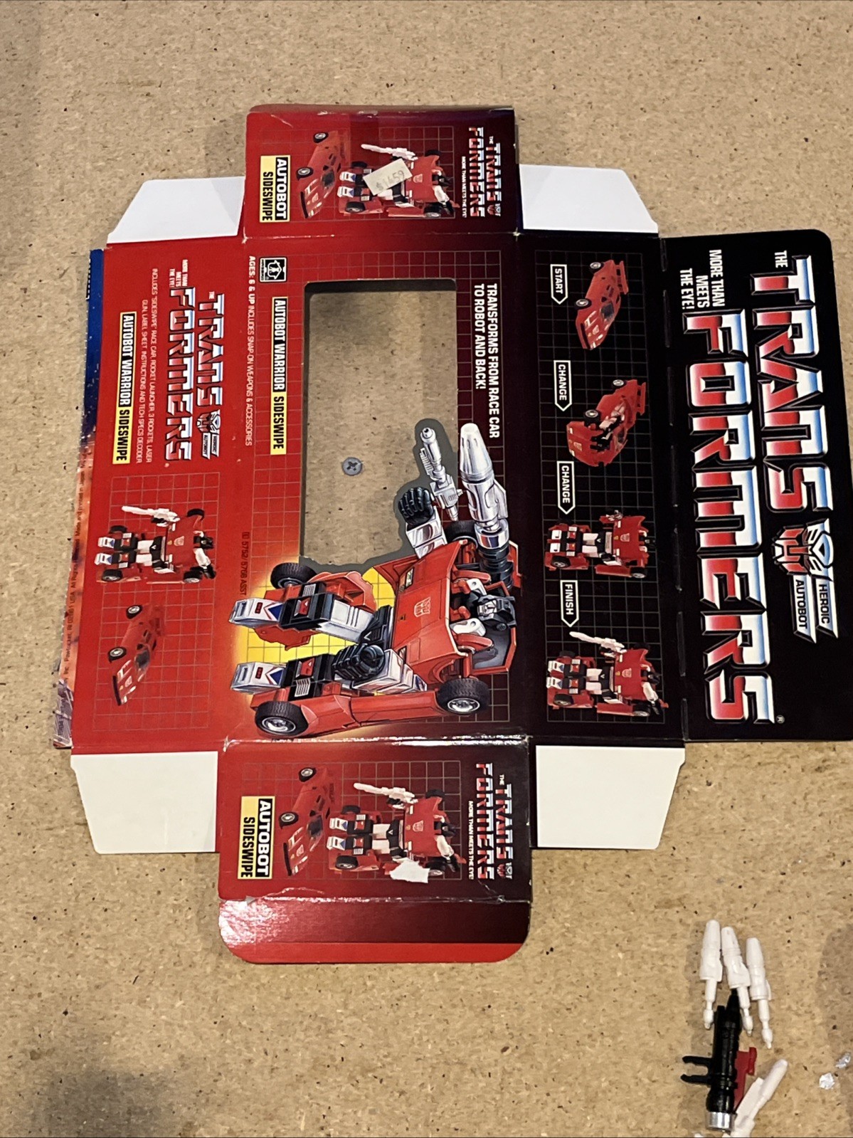 Transformers Sideswipe 1983 G1 100% Complete Data Card Cut From Box