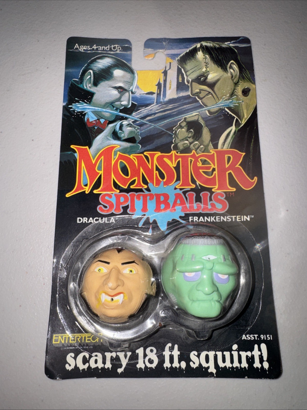 1989 DRACULA & FRANKENSTEIN MONSTER SPITBALLS Sealed Package LJN Entertech