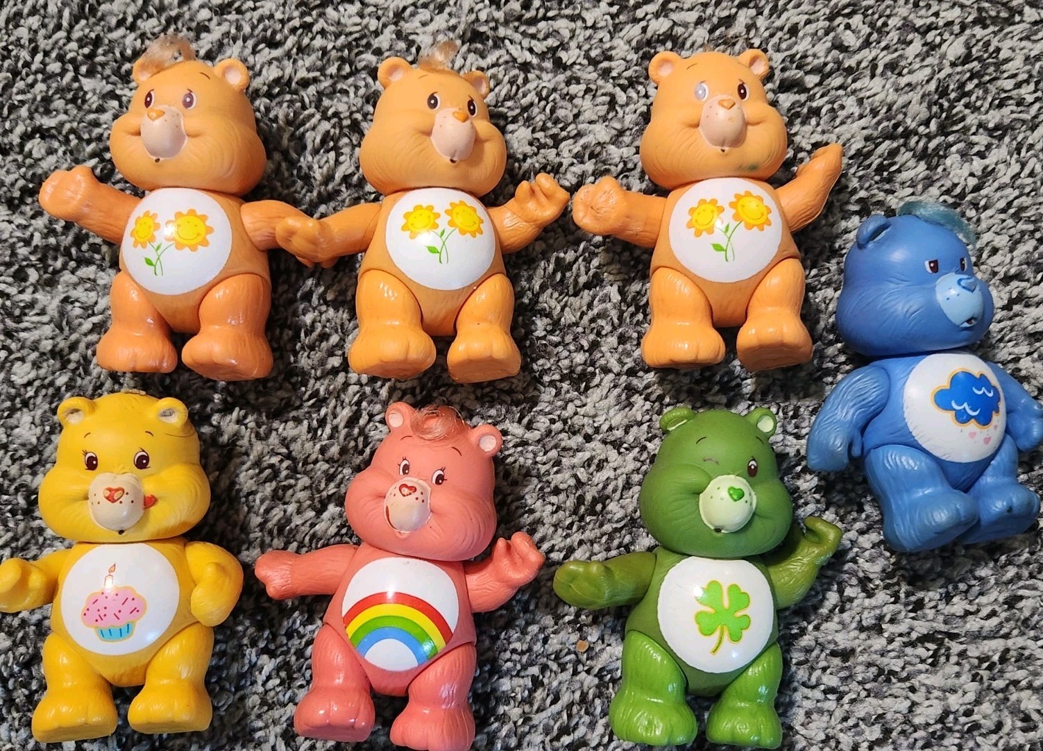 VTG 1983 Miscellaneous Lot of 7 Care Bear 3&Prime; Poseable Figures