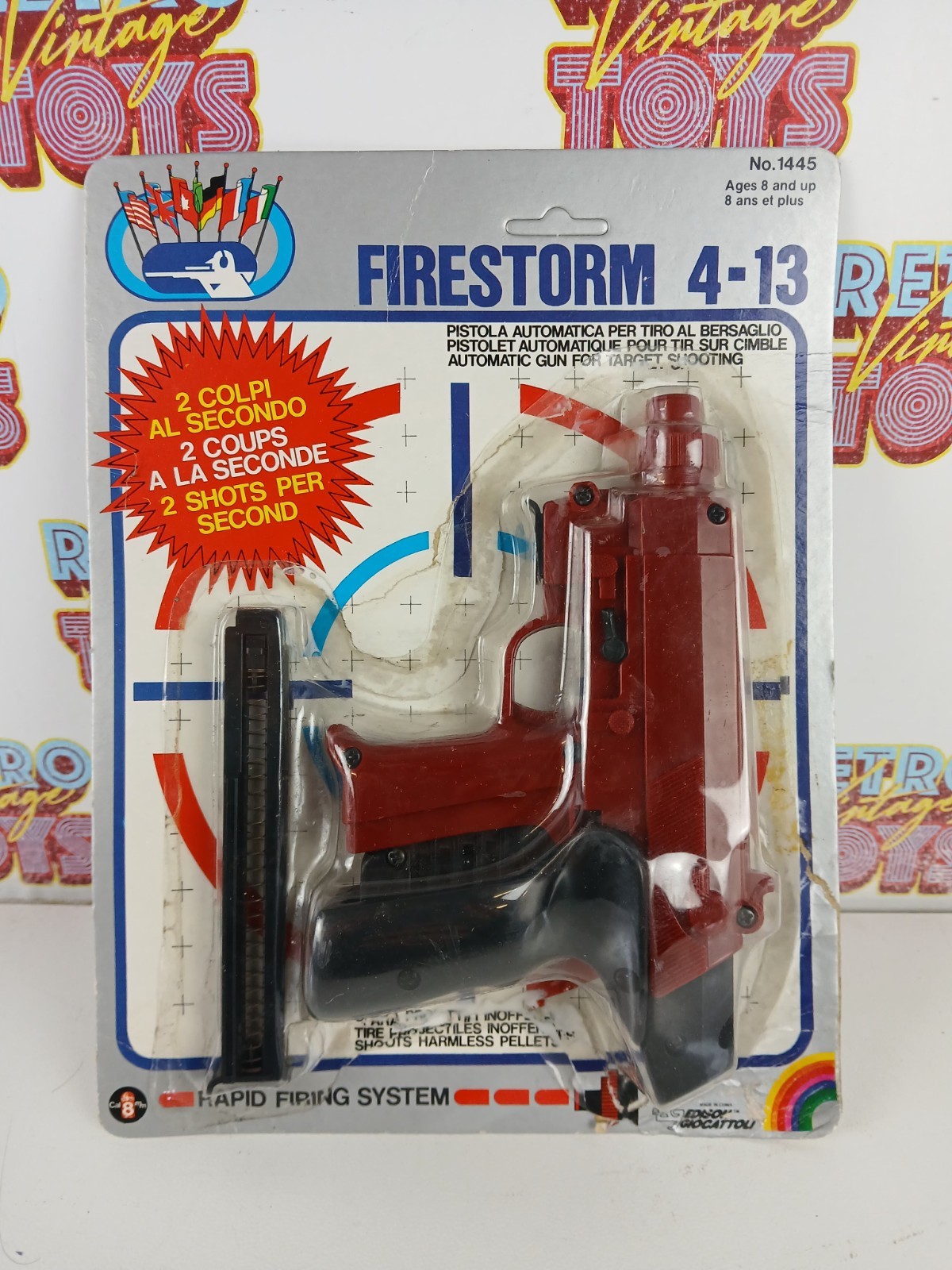FIRESTORM 4-13 Toy Laser Pistol Toy Target Shooting Red Edison 1980s