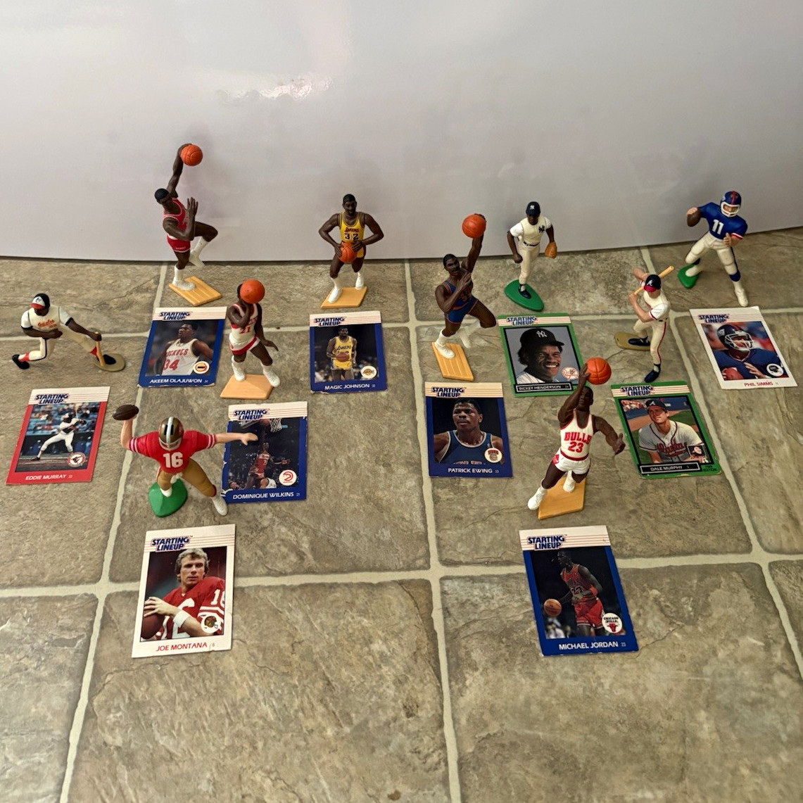 Starting Lineup Sports Action Figure Set w/ Trading Cards Jordan, Montana +