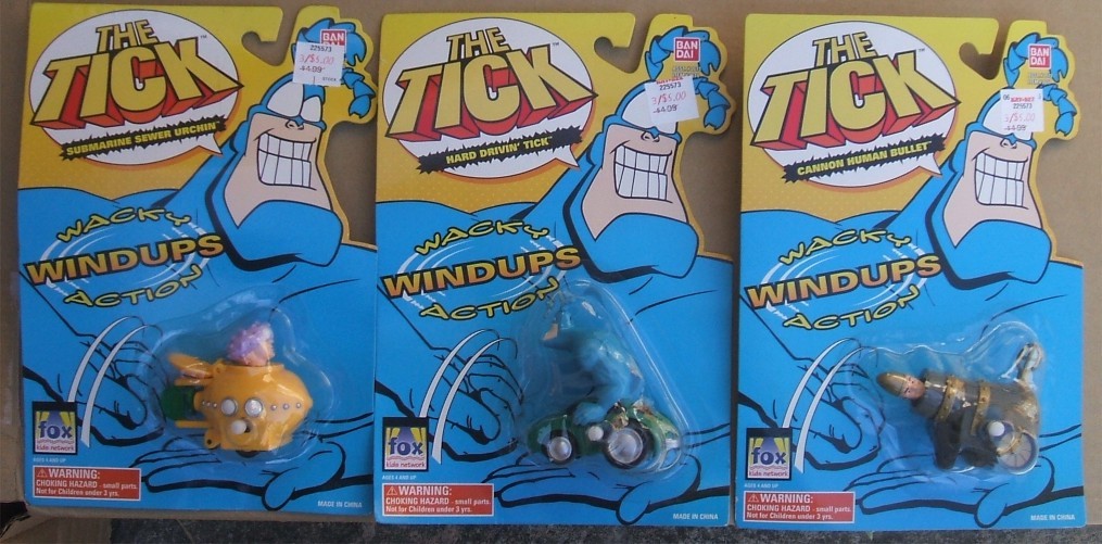 THE TICK LOT OF 3 WIND-UP TOYS MOC – THE TICK, SEWER URCHIN, CANNON HUMAN BULLET