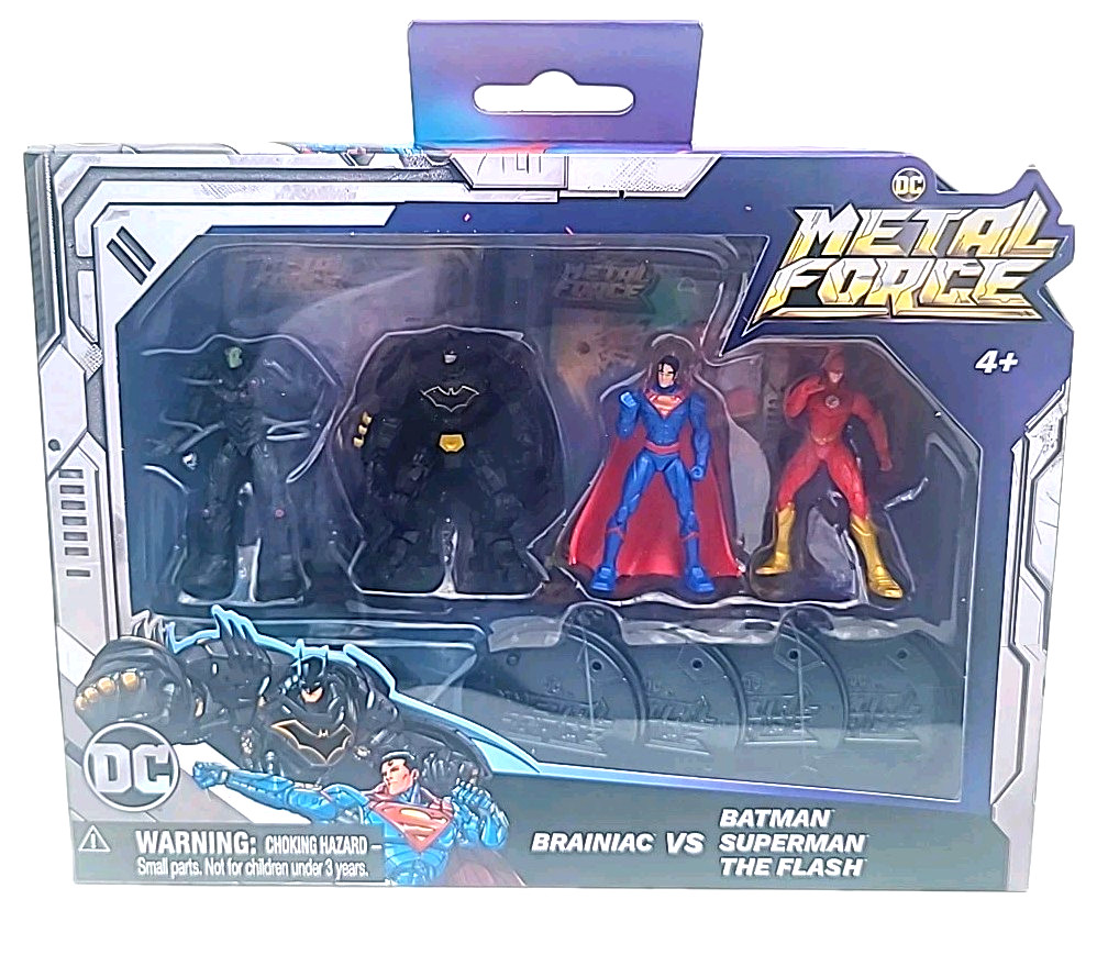 DC Comics Metal Force Team Up 4-Pack Batman Superman Flash Brainiac Figure Set