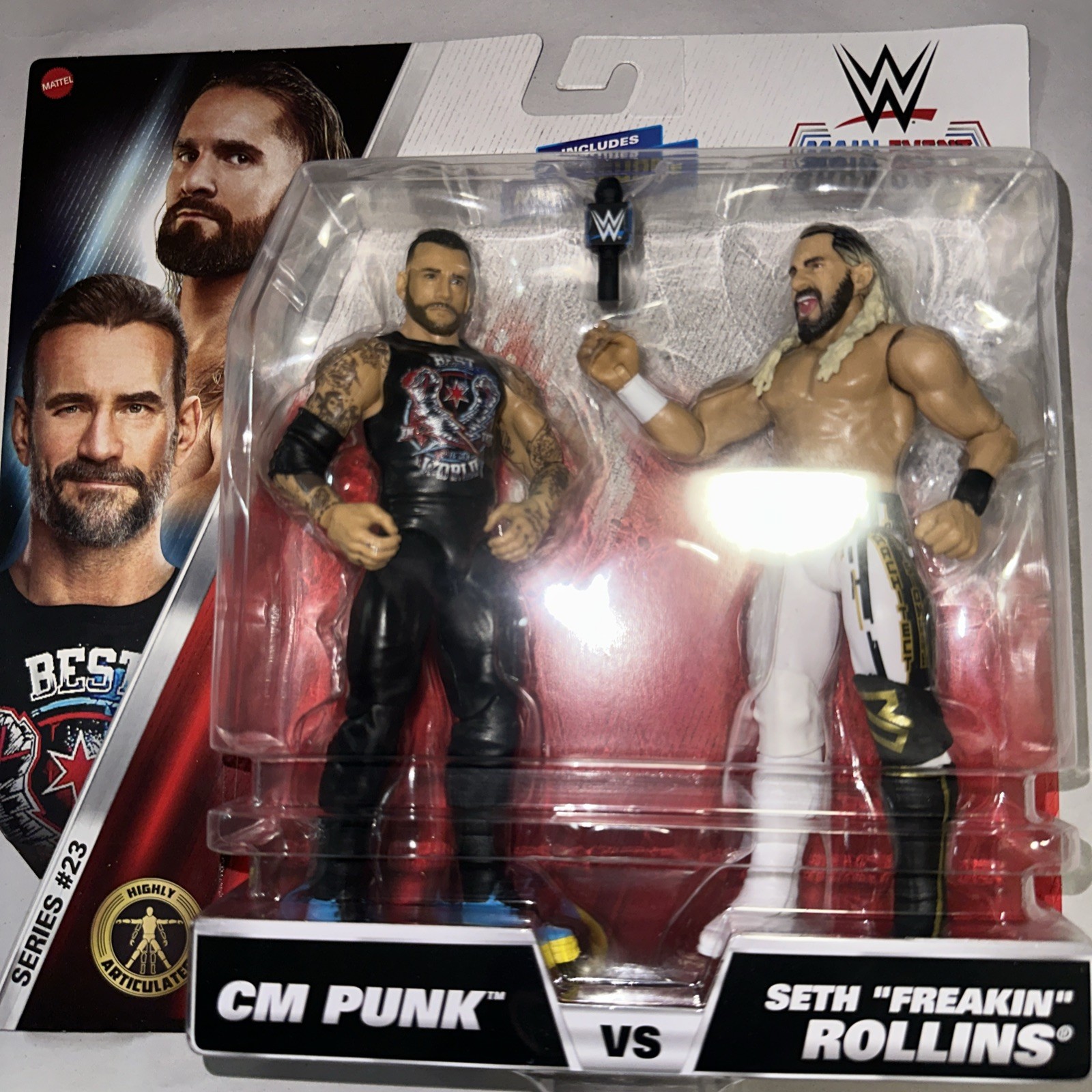 Cm Punk WWE Showdown 23 Seth Rollins 2 Pack Mattel Wrestling Figure New 2025 RAW