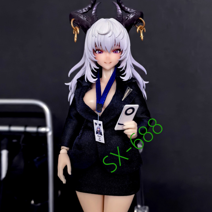 for 6&Prime; Snail Shell Eileen Action Figure1/12 Navy Suit & Pencil Skirt Outfit