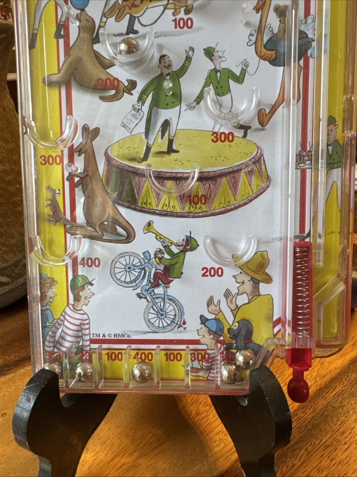 Curious George Tabletop Handheld Pinball Game Metal Base Plastic Cover Vintage