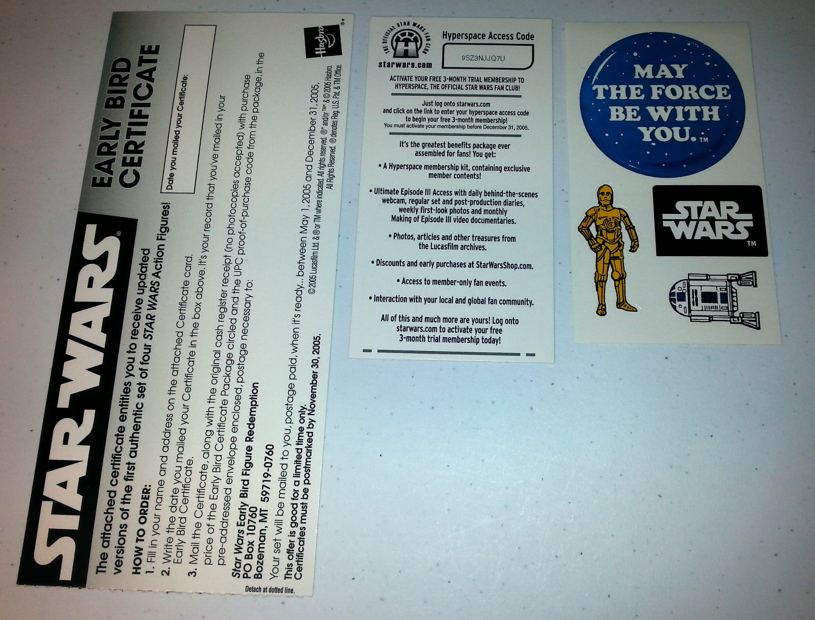 &rsquo;05 EARLY BIRD STAR WARS MAIL AWAY FIGURE KIT+Certificate Package Display stand