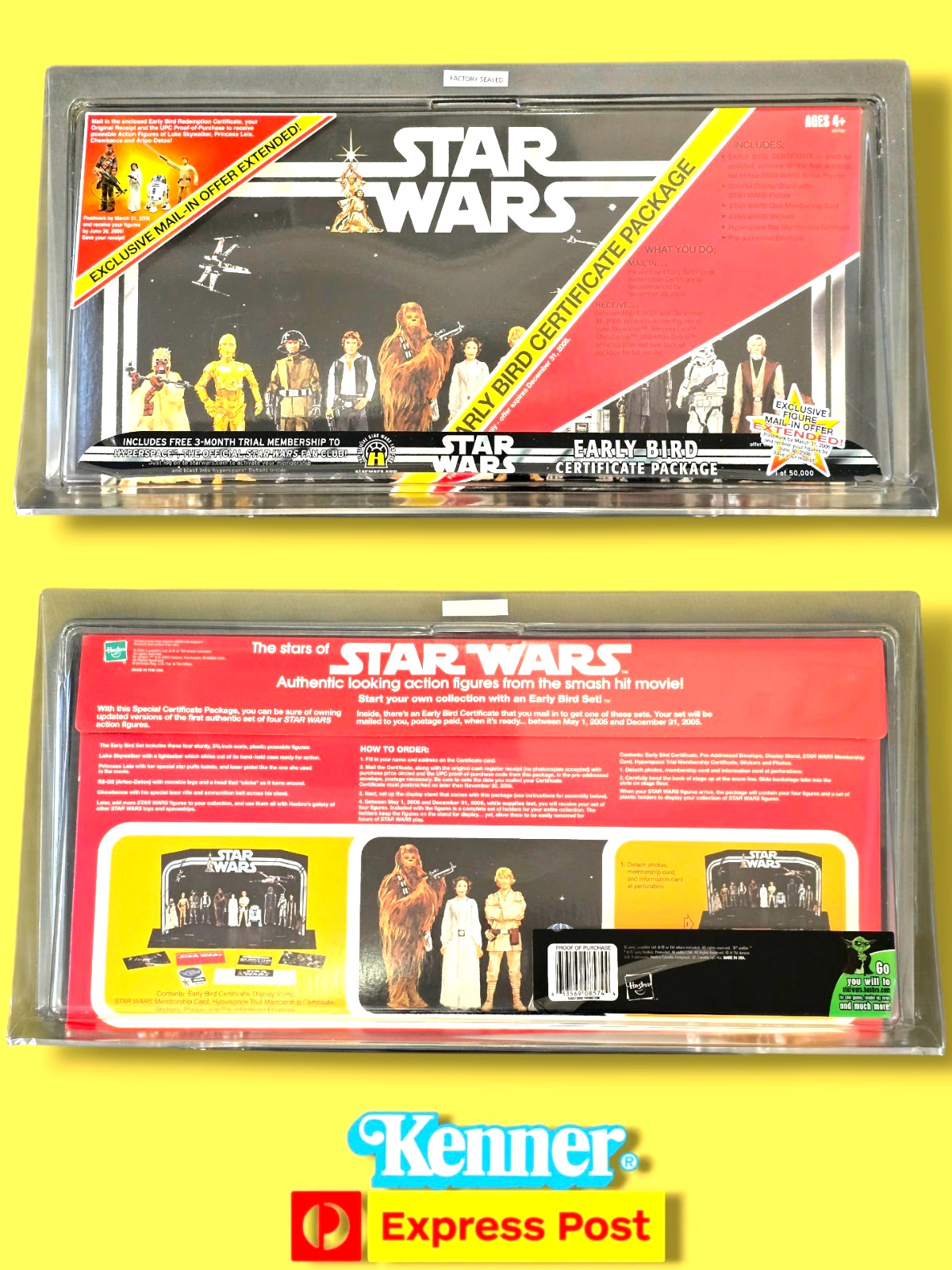 Star Wars Vintage Kenner Hasbro EARLY BIRD CERTIFICATE PACKAGE USA Sealed 2005