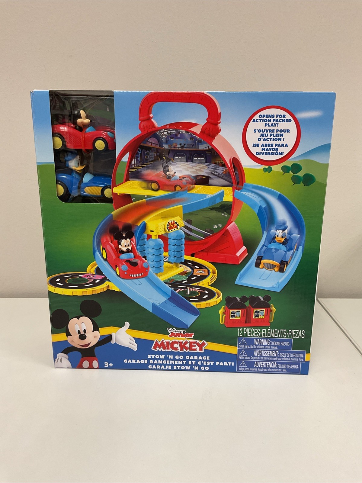 Disney Junior Mickey Stow ‘N Go Garage Figure and Vehicle 3+ | New