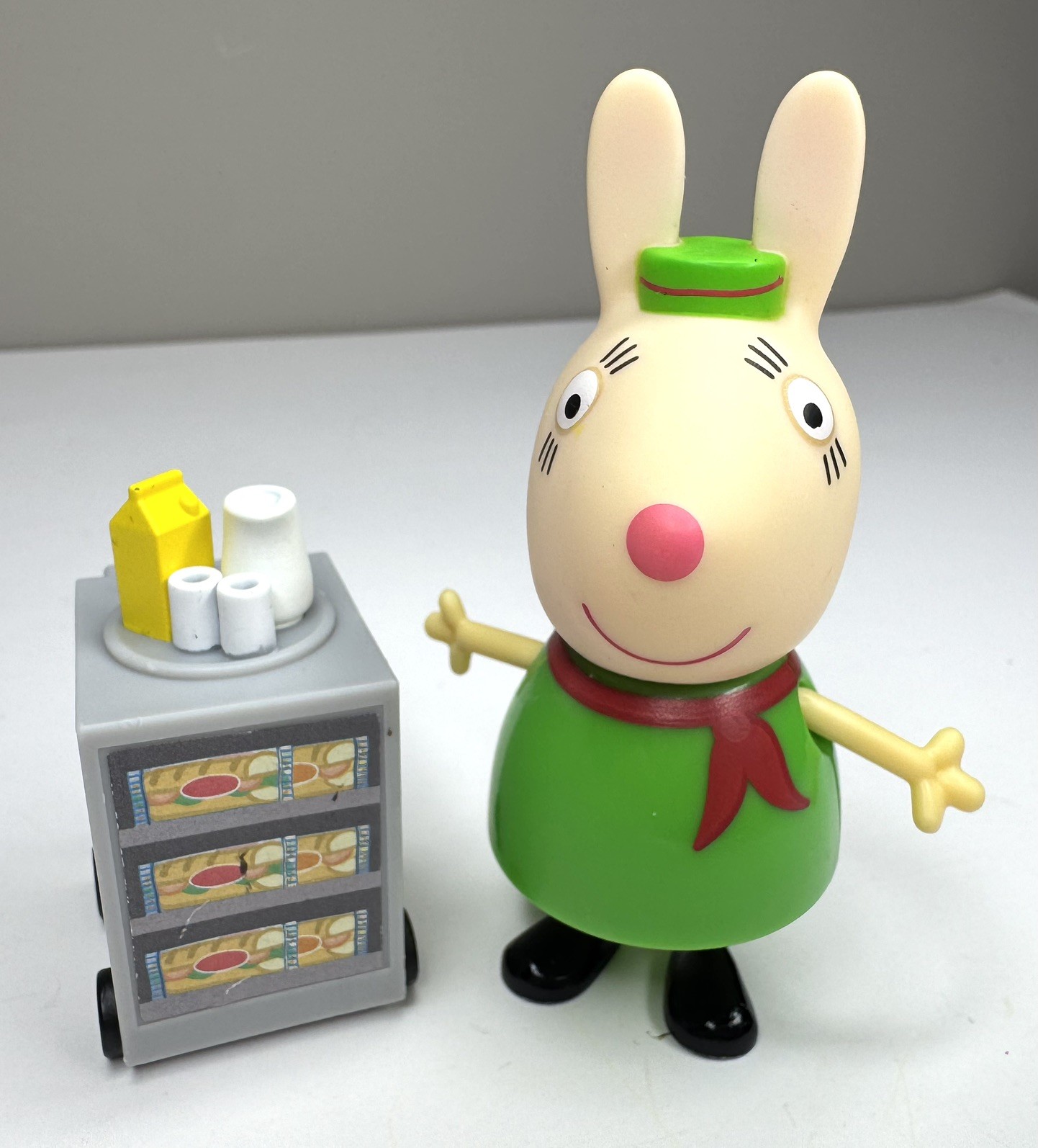 Peppa Pig Plane Beverage Snack Cart Flight Attendant Miss Rabbit Milk & Juice