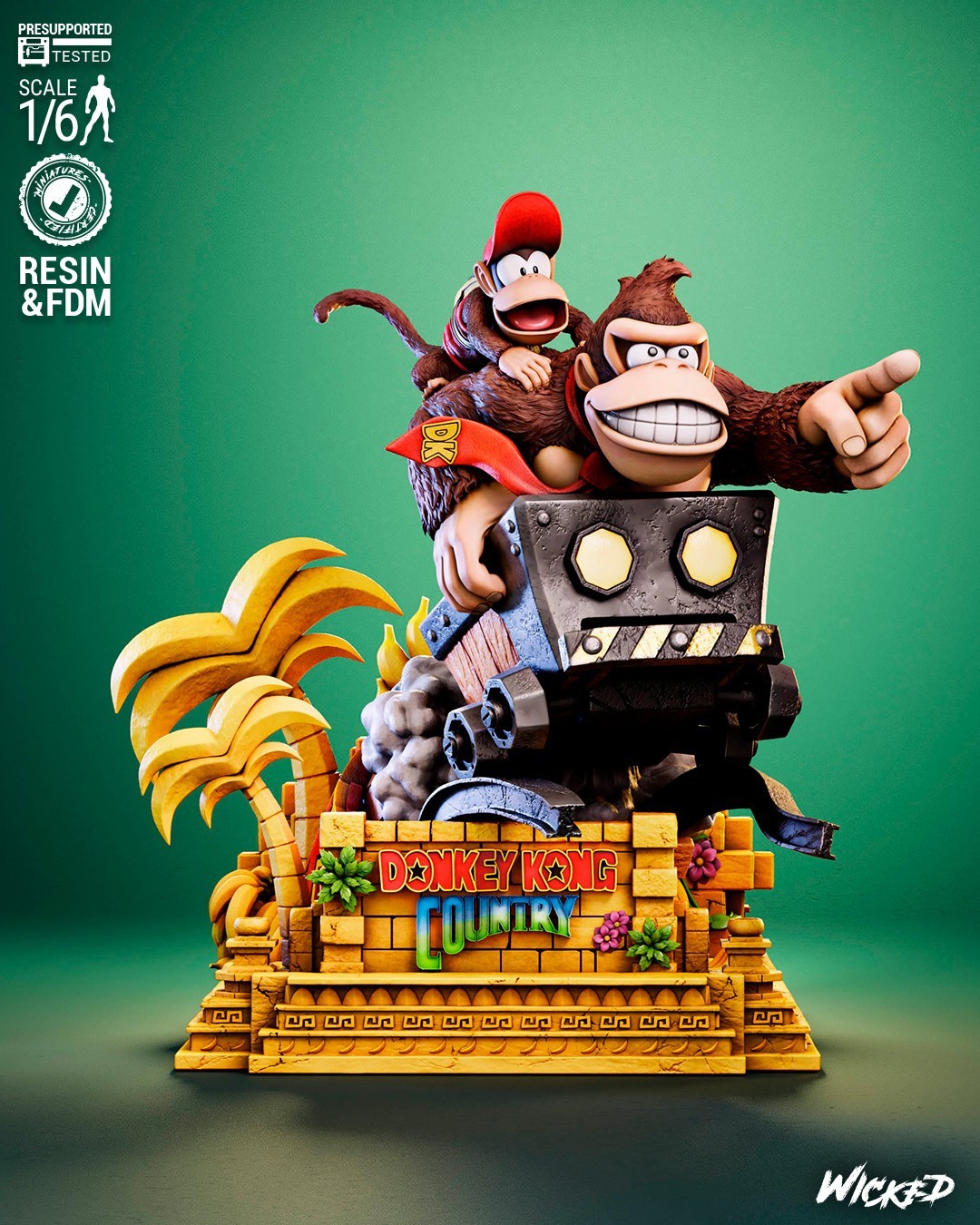 3D Printed Fan Art Donkey Kong and Diddy Diorama by Wicked3d