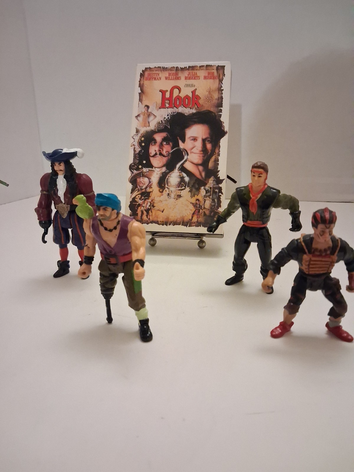 Mattel 1991 Vintage Hook Movie Captain Hook Figure Lot Peter Pan and VHS Tape