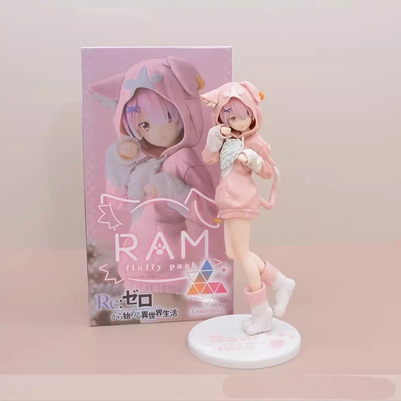 Re:Zero Rem Ram Emilia Anime Figure Puck Cosplay Hoodie Cute Girl Toy Statue
