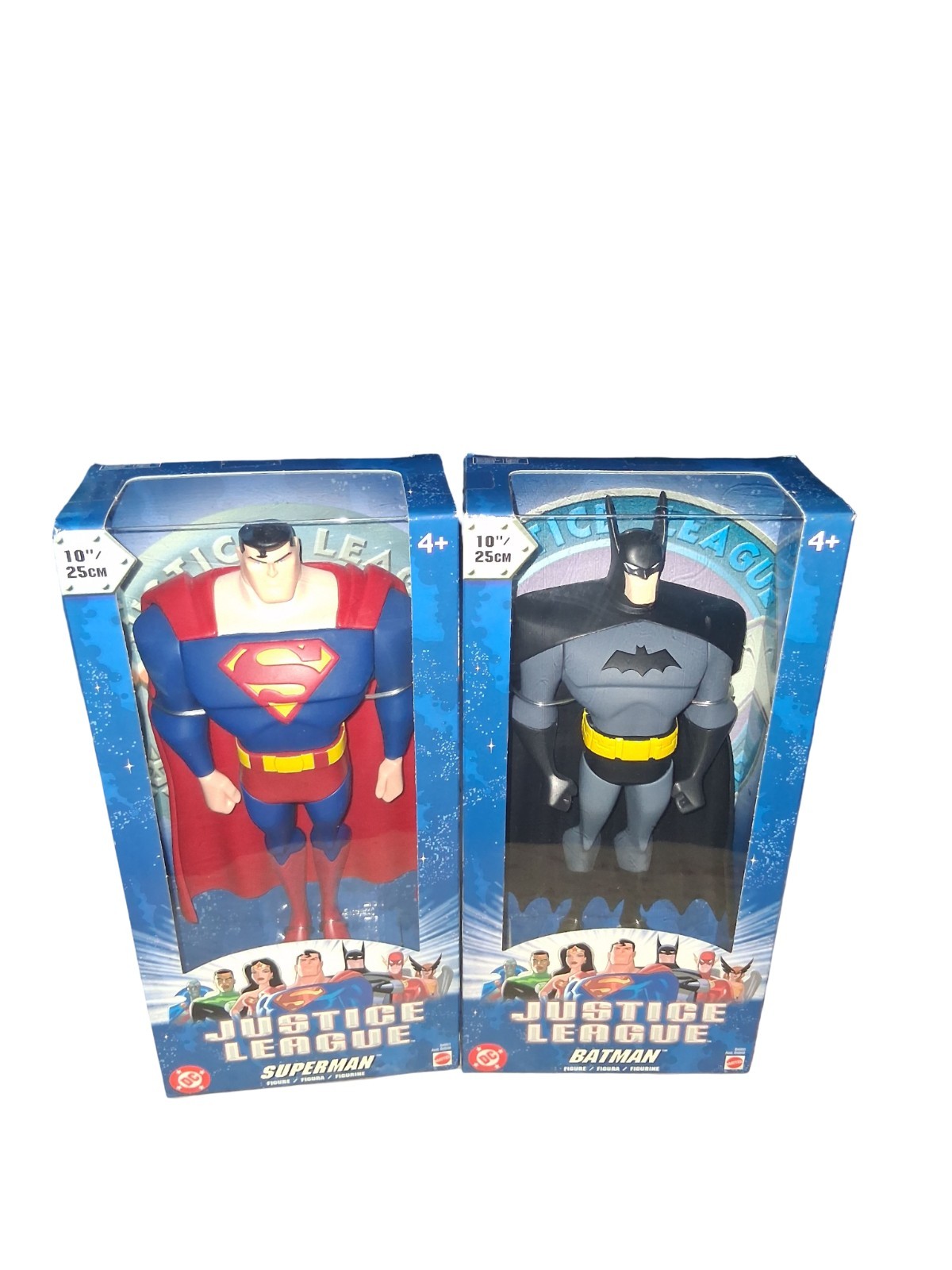 2003 MATTEL JUSTICE LEAGUE 10 INCH BATMAN & SUPERMAN LOT OF 2 Factory Sealed.