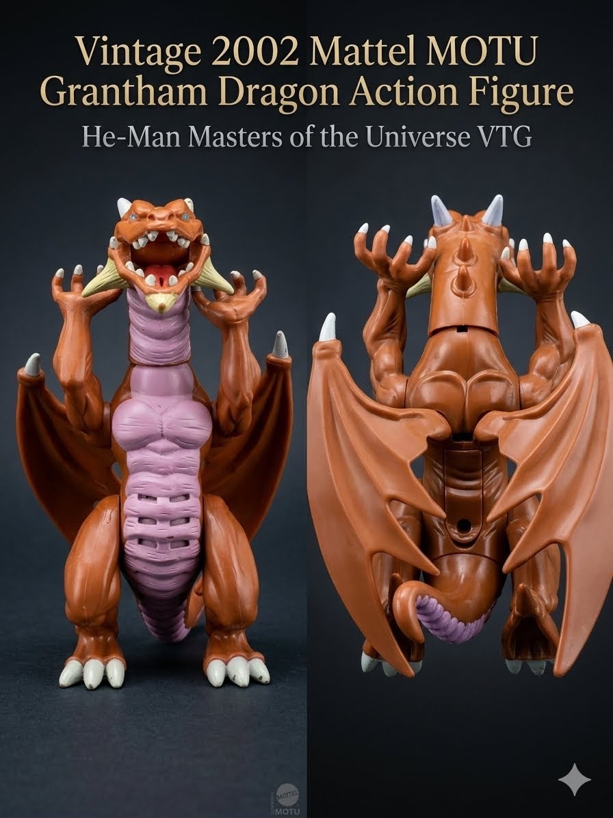 Vintage 2002 Mattel MOTU Grantham Dragon Action Figure He-Man