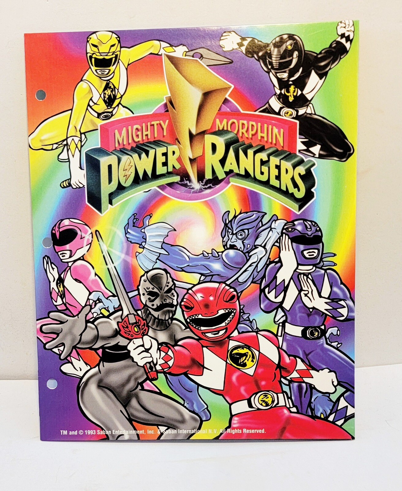 Mighty Morphin Power Ranger 3 Ring Folder Vintage 1993 Back to School Saban EX