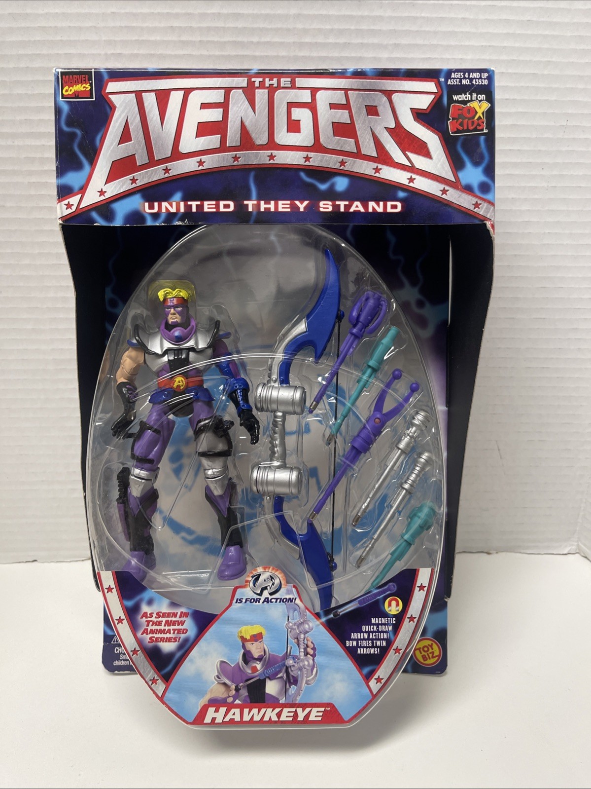 1999 The Avengers Hawkeye Action Figure Toy Marvel Comics Fox . Free Shipping!!