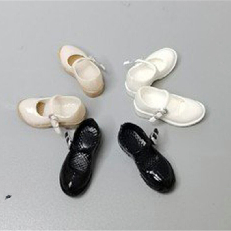 1/12 Scale Black Student Flat Shoes Model for 6inch Female Action Figure Body