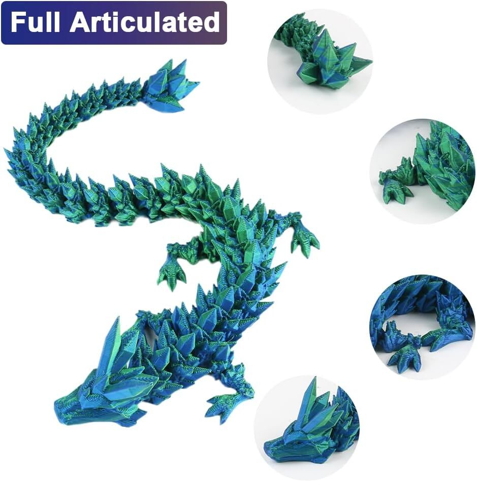 PLA Crystal Dragon Egg With 3D Printed Dragon Inside Articulated Crystal Gift US