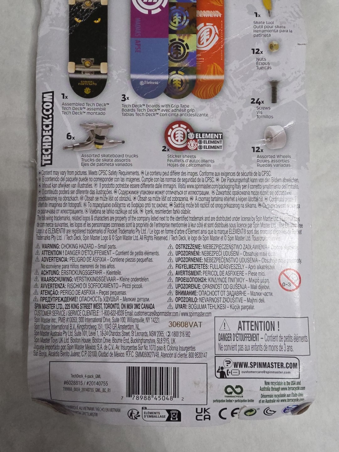 TECH DECK Fingerboard 4-Pack Element Skateboards w Entire Kit, Wheels, Tools +