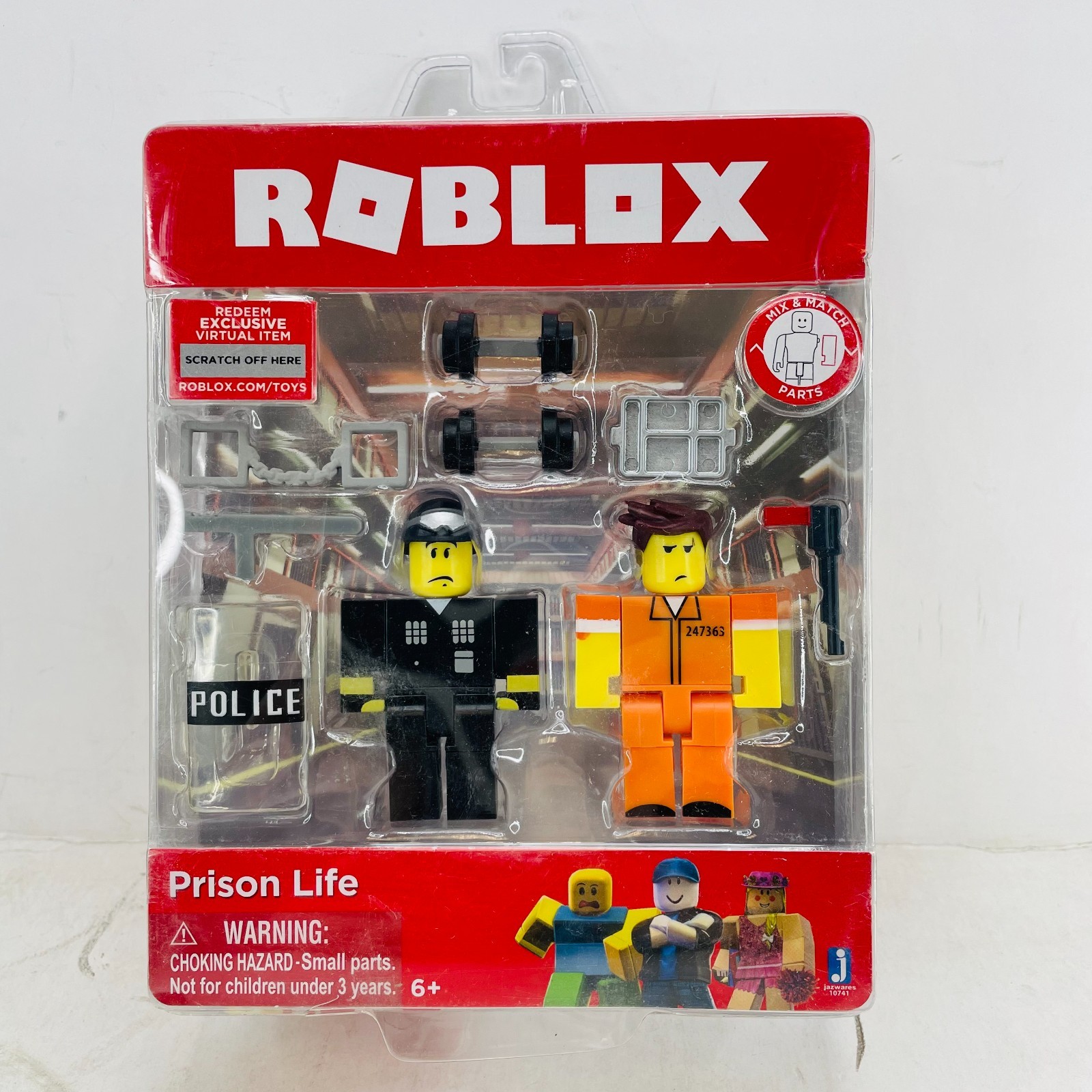 Roblox Prison Life Action Figure w/Exclusive Virtual Item Gift Jazwares Toys