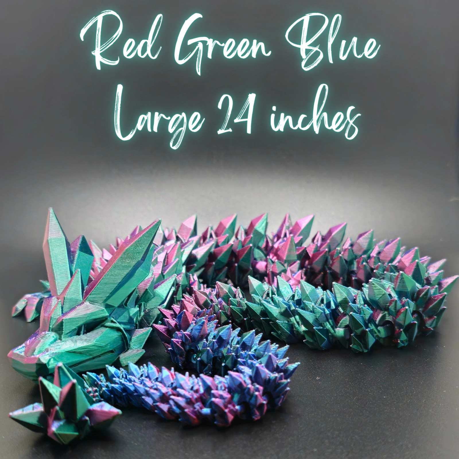 3D Printed Flexi Dragon, Articulated Crystal Dragon [WITH EGG]/Large-24inches
