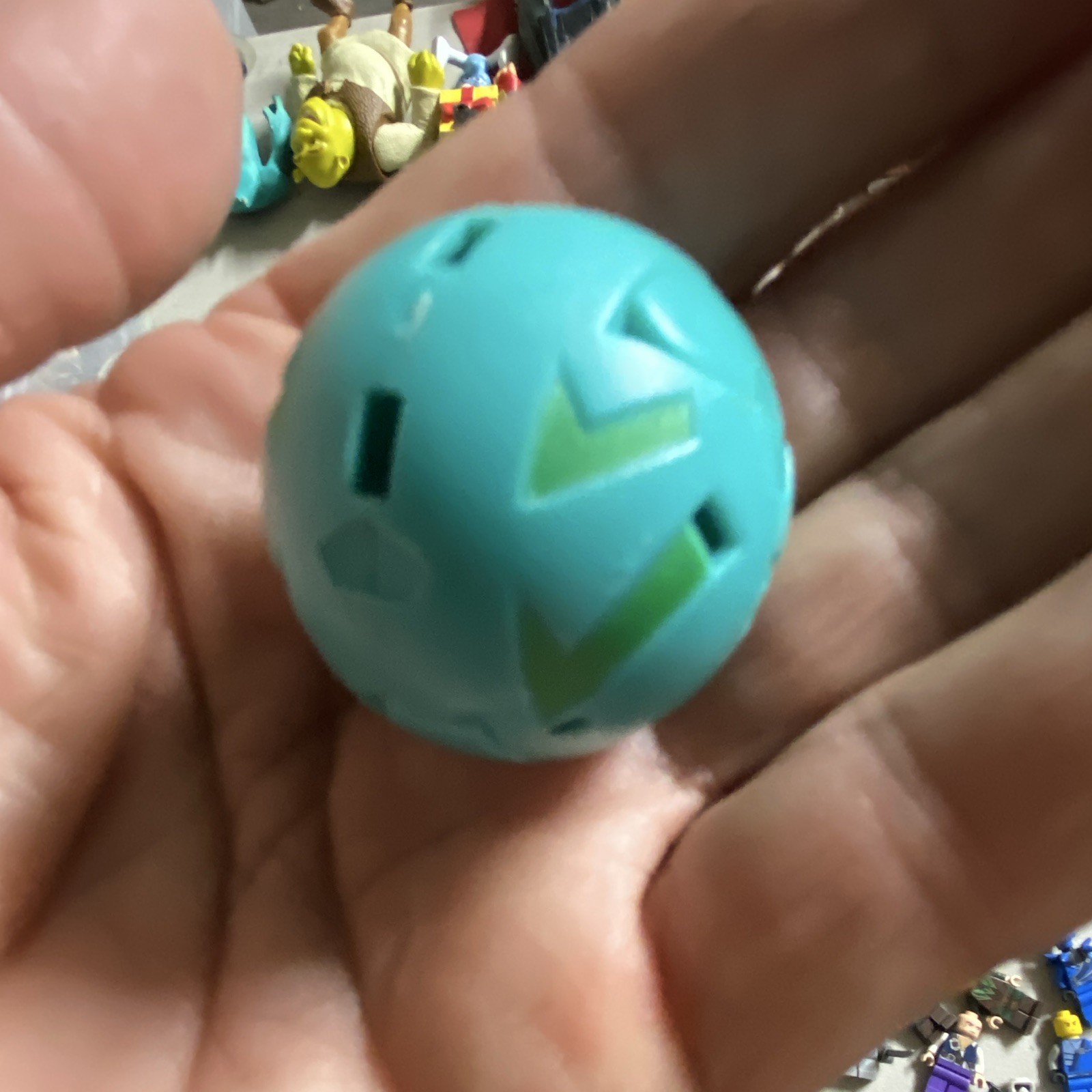 2pc Plastic Action Figure Ball Accessories, Blue/Light Blue/Green