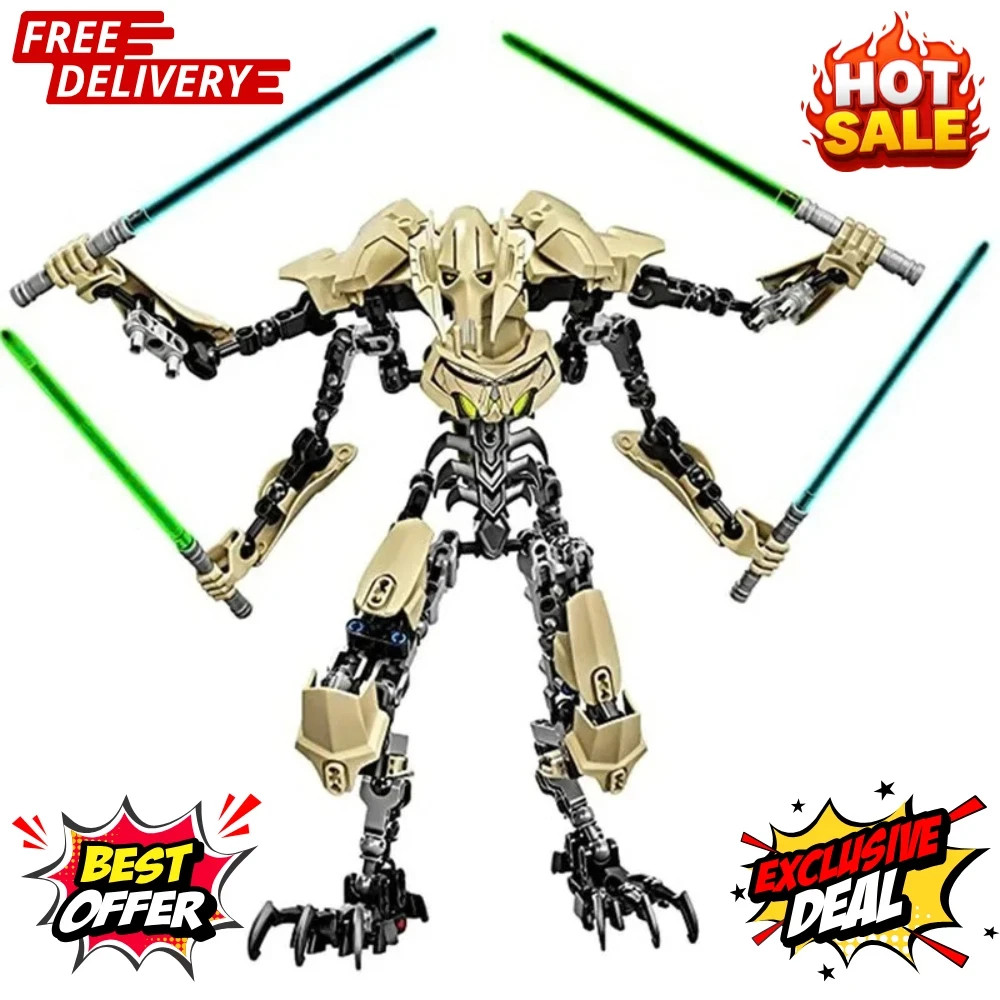 32cm Star General Grievous Action Figure with Lightsaber Building Blocks Toy