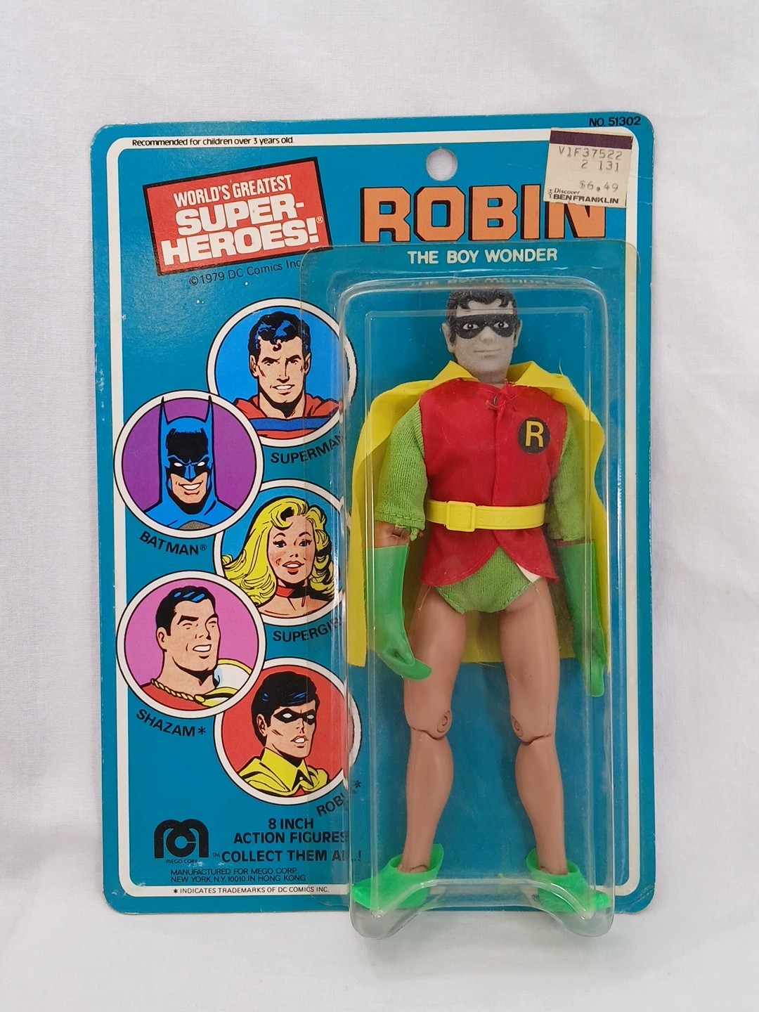 Vintage MEGO World&rsquo;s Greatest Superheroes ROBIN 8&Prime; Action Figure 1977 MOC NEW