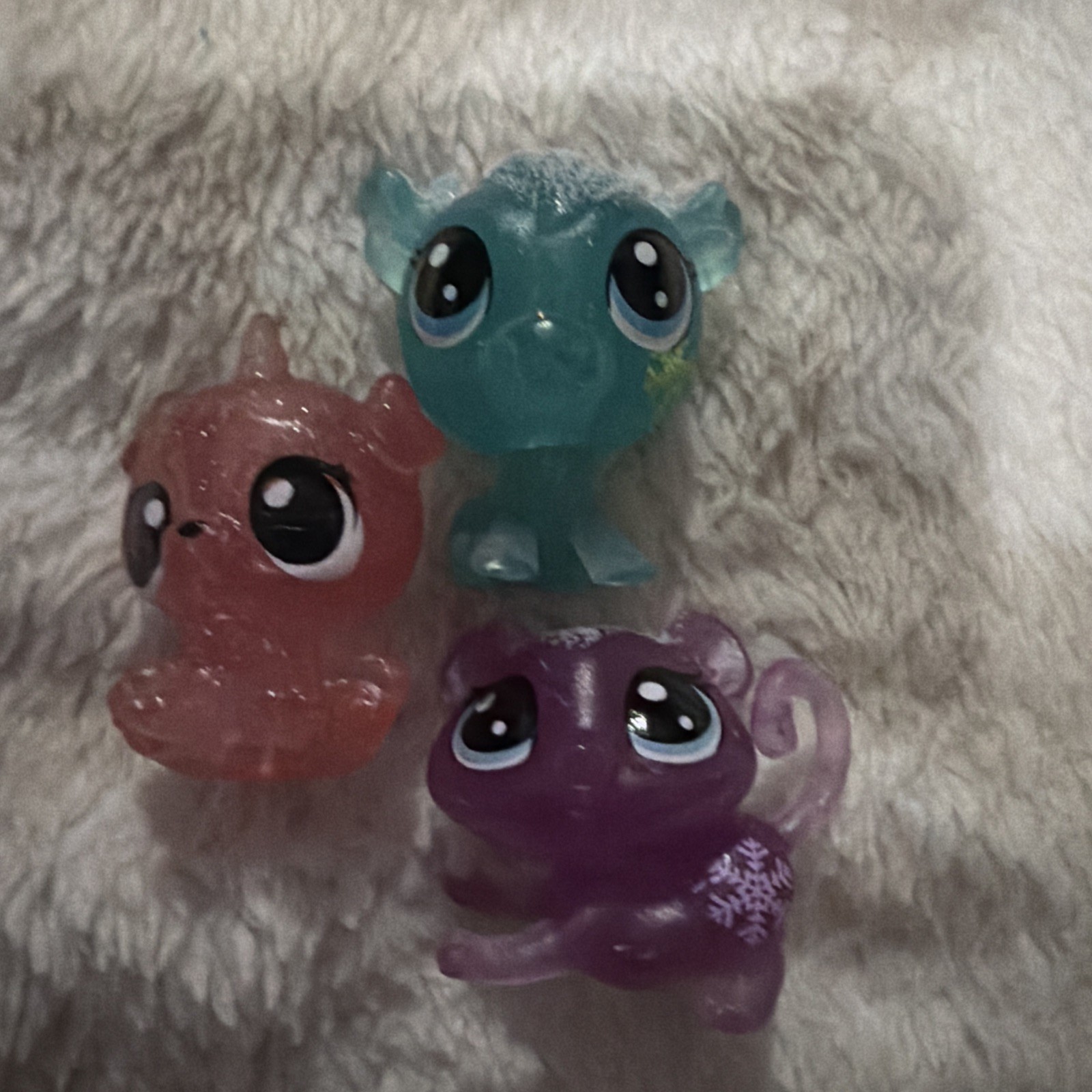 Rainbocorns Mini Figures Translucent Glitter Plastic Tiny Animals 1” Lot of 3