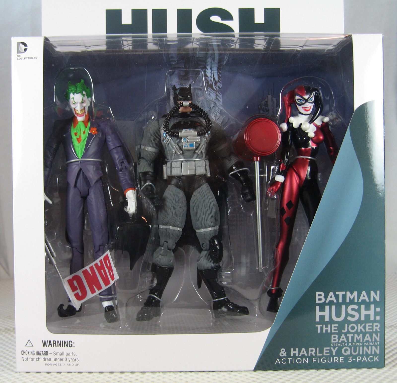 Hush Joker, Stealth Batman and Harley Quinn Action Figure 3-Pack Set NEW SEALED