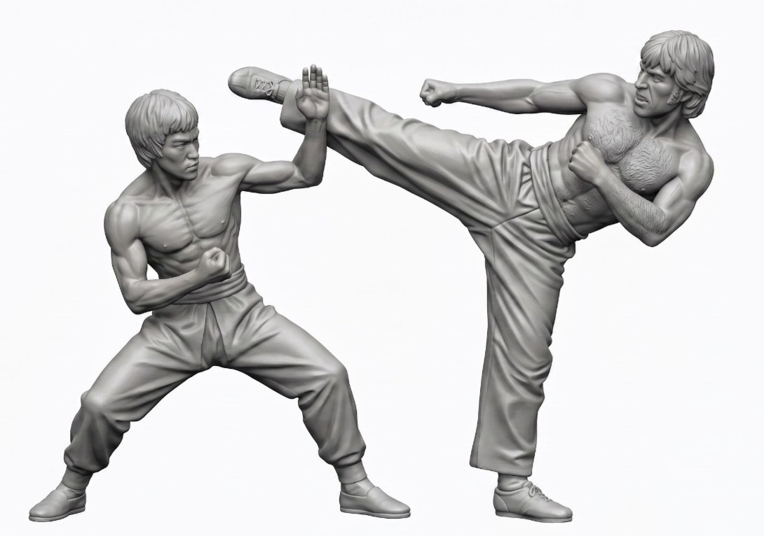 Custom Made Chuck Norris vs Bruce Lee Figurine – 8 inches tall