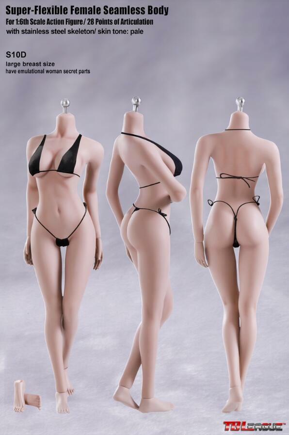 TBLeague S10D 1/6 Female Flexible Seamless L Bust PALE Body w/ Detachable Feet