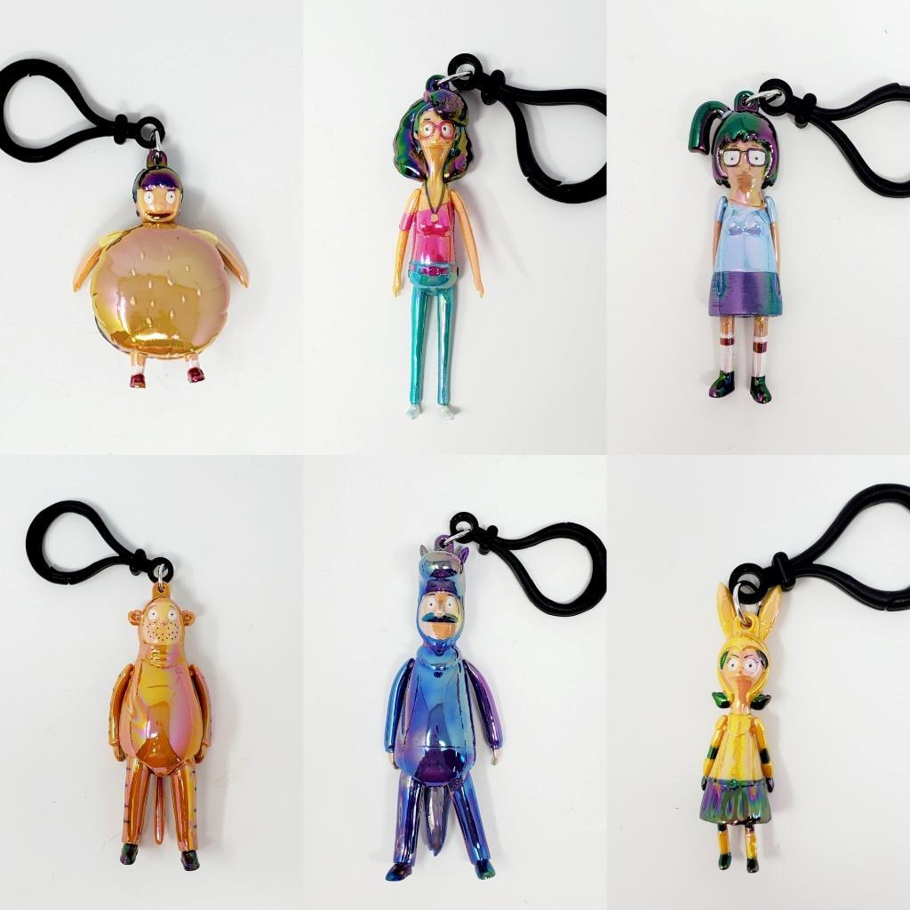 Bob&rsquo;s Burgers Chibi In Motion Complete Set of 6 IRIDESCENT Dangler Clips