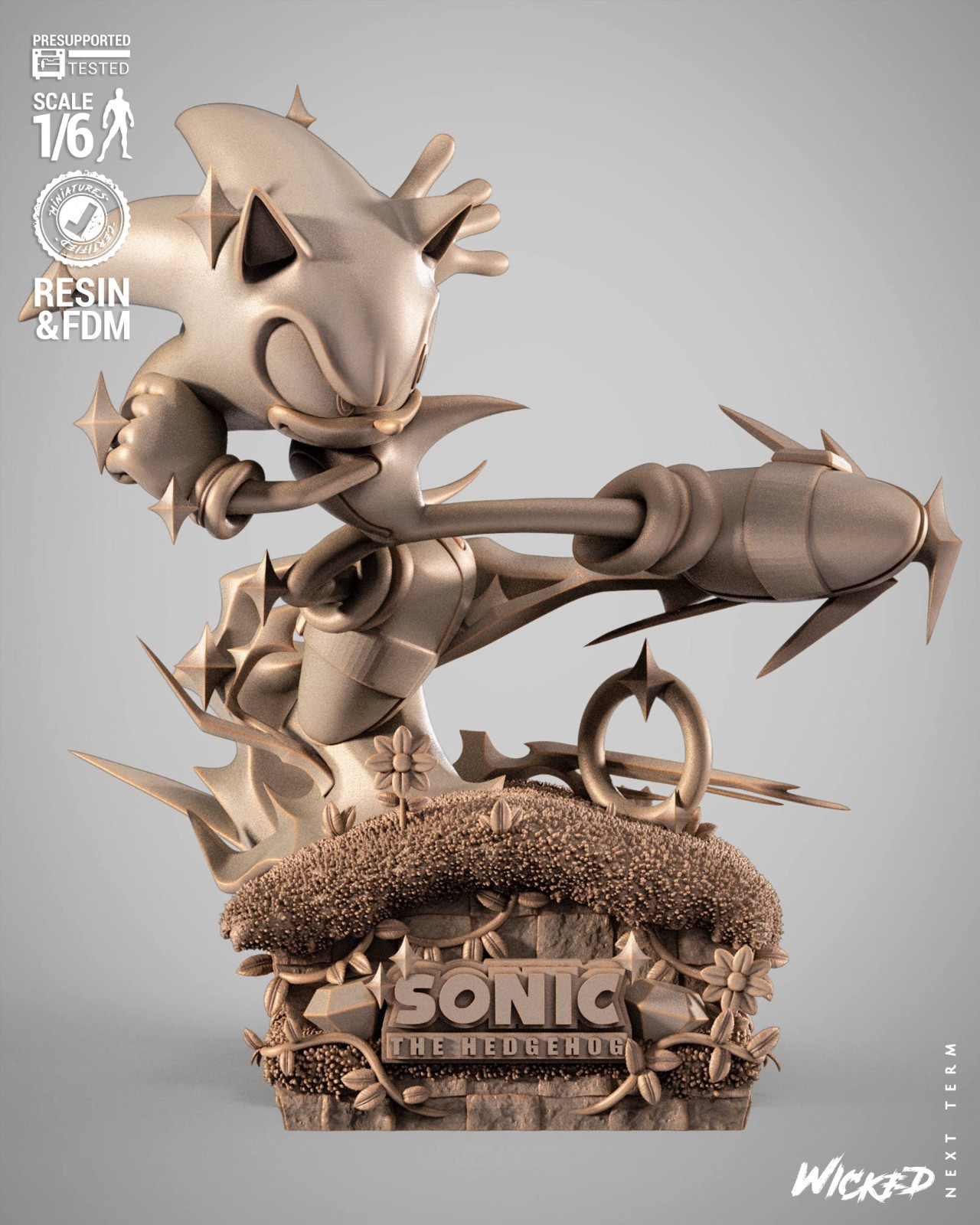 3D Printed Fan Art Sonic the Hedgehog Sculpture by Wicked