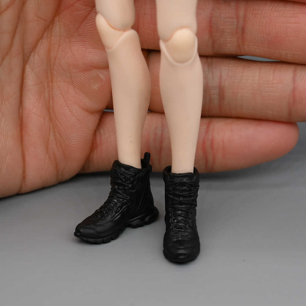 1/12 Black Casual Solid Boots Shoes Model Fit 6 » Female Action Figue Body Toy