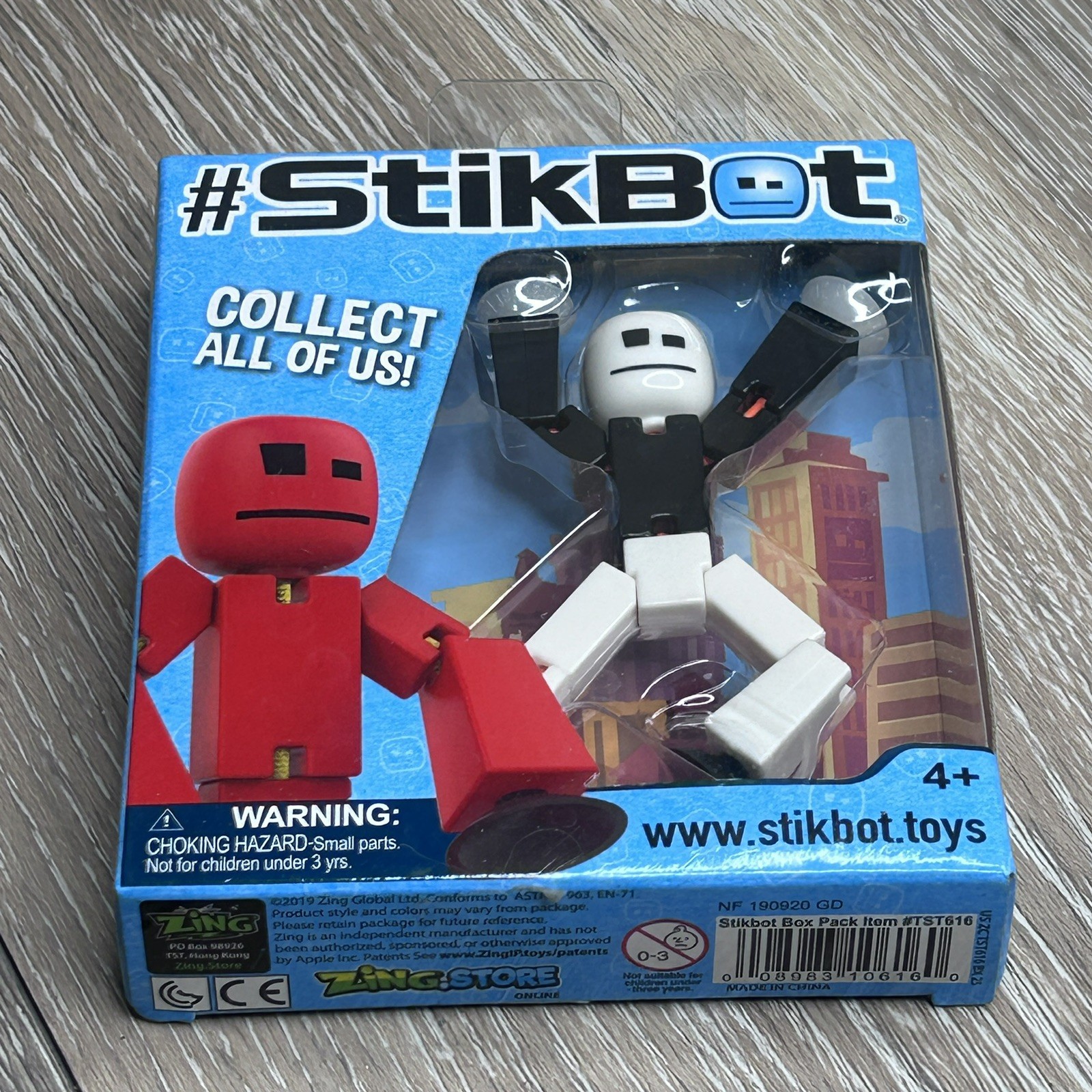 #STIKBOT Stop Motion Capture Figure By ZING SUPER RARE COLORS, W&B w/ Red *NEW*