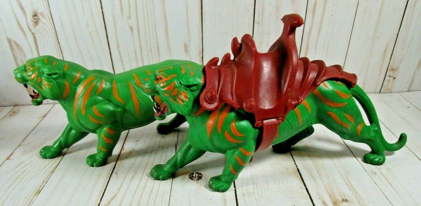 Lot of 2 Vintage 1982 Mattel He-Man MOTU Battle-Cat Figure 1 with Saddle