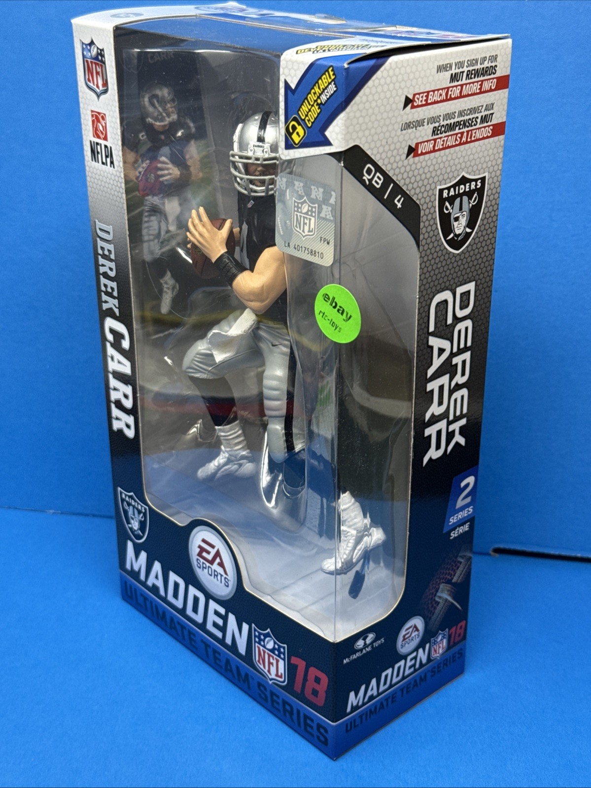McFarlane NFL Madden 18 Series 2 Derek Carr Oakland Raiders Black Jersey NEW