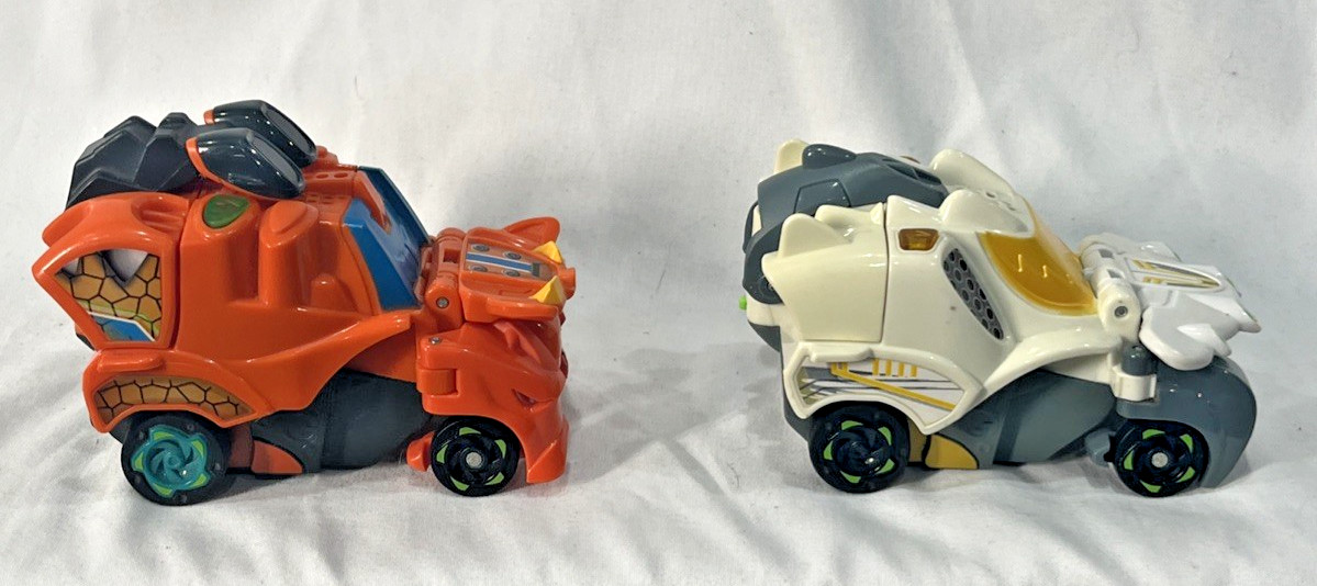 VTech Switch and Go Talking Dinos Turbo Lot of 2-Orange-White-Dart Triceratops